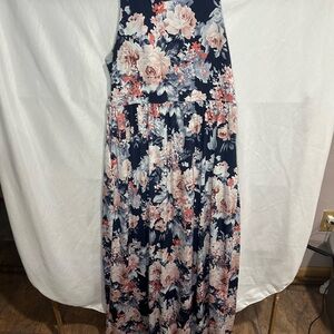 Bellamie Navy and Pink Floral maxi Dress size large